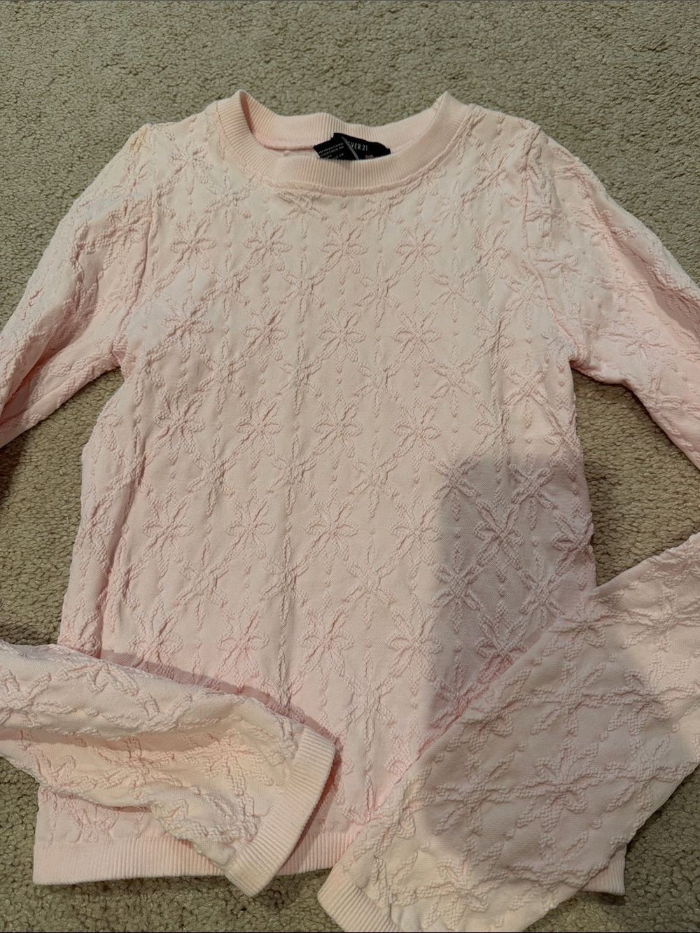 Forever 21 Light Pink Textured Crewneck top sz m/l